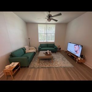 Two beautiful green couches, great condition, hardly used and had for 3 months